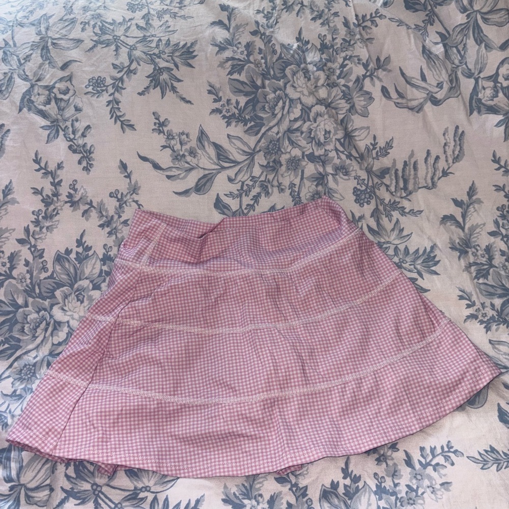 Altar'd State Pink Checkered Mini Skirt